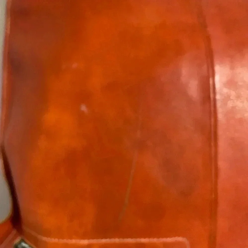 Michael Kon red orange leather satchel handbag